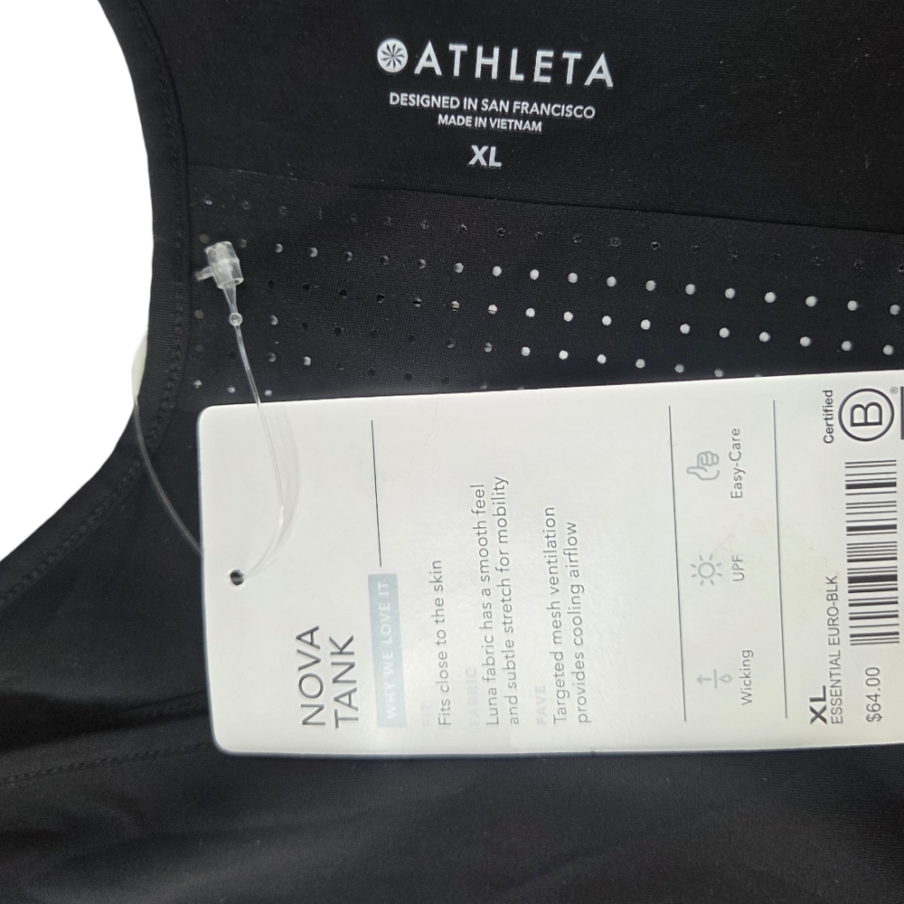 Athleta Nova Athletic Racerback Tank Top NEW Womens XL Black Workout Gym Shirt - Picture 3 of 13